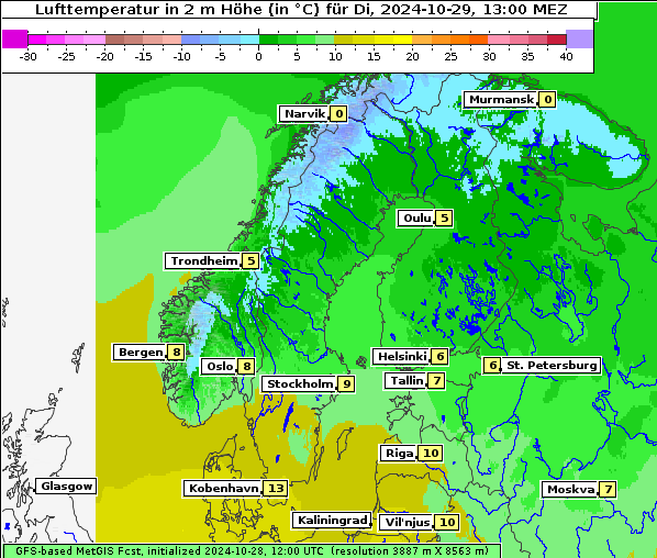 Temperatur, 29. 10. 2024