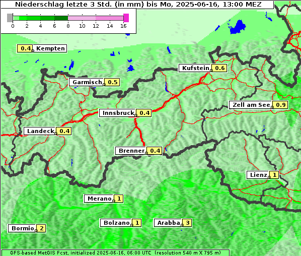 Niederschlag, 16. 6. 2025