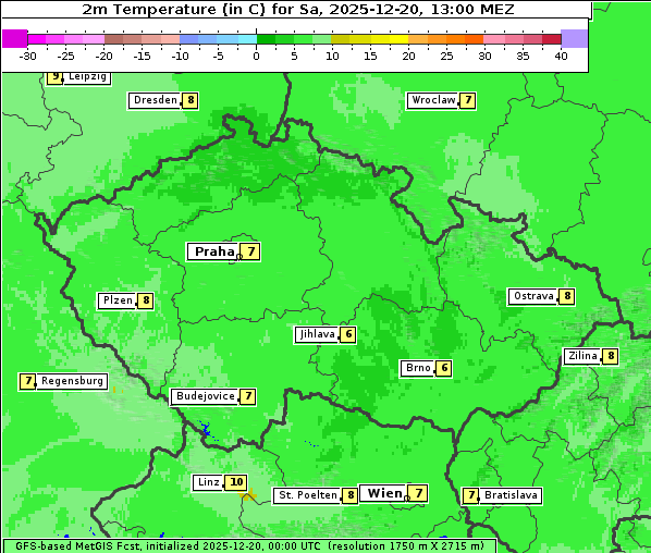 Temperatur, 20. 12. 2025