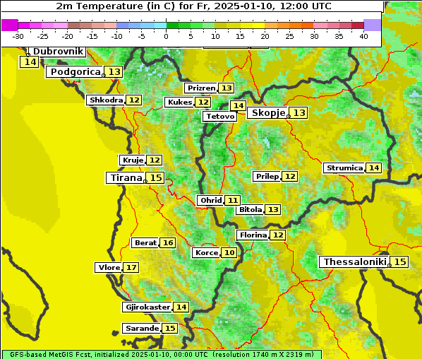 Temperatur, 10. 1. 2025