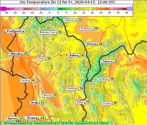 Temperatur, 17. 4. 2026