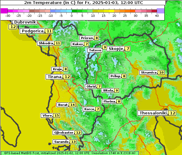 Temperatur, 3. 1. 2025