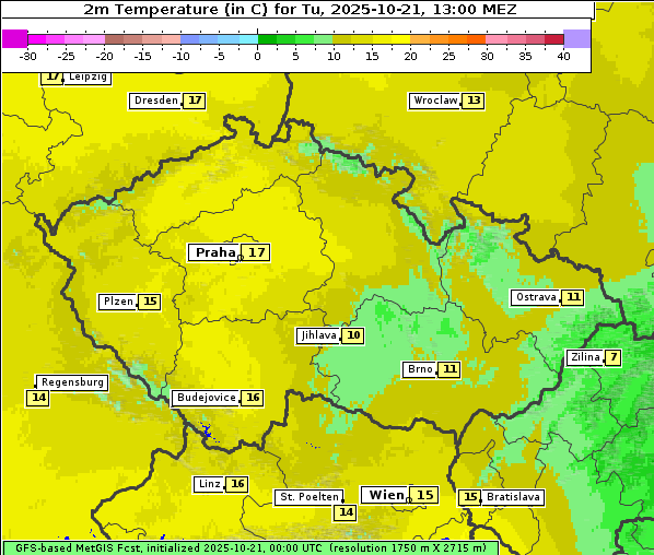 Temperatur, 21. 10. 2025