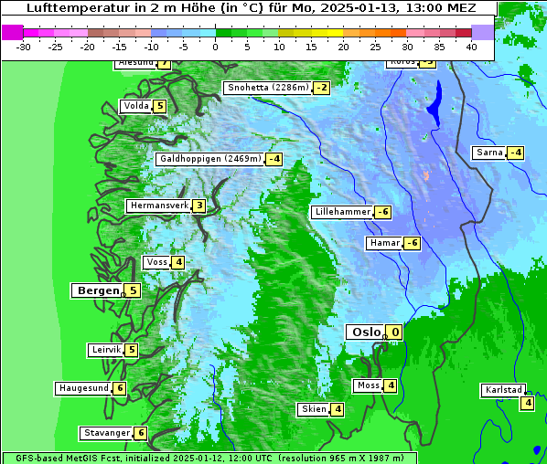 Temperatur, 13. 1. 2025