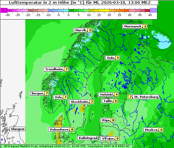 Temperatur, 18. 3. 2026
