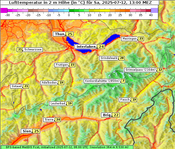Temperatur, 12. 7. 2025