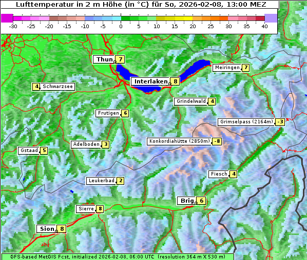 Temperatur, 8. 2. 2026