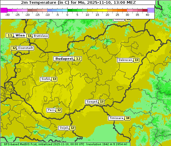 Temperatur, 10. 11. 2025