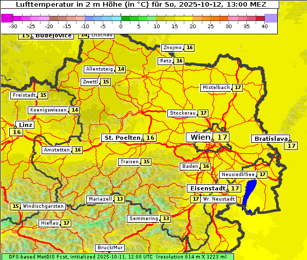 Temperatur, 12. 10. 2025