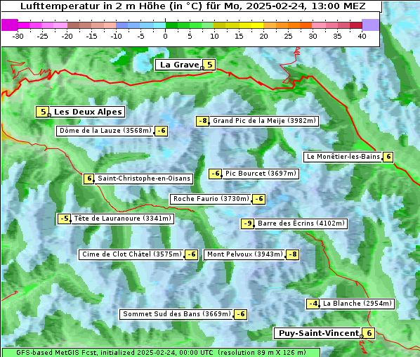 Temperatur, 24. 2. 2025