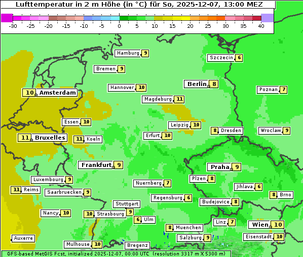 Temperatur, 7. 12. 2025