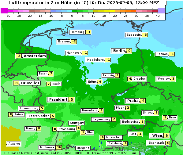 Temperatur, 5. 2. 2026