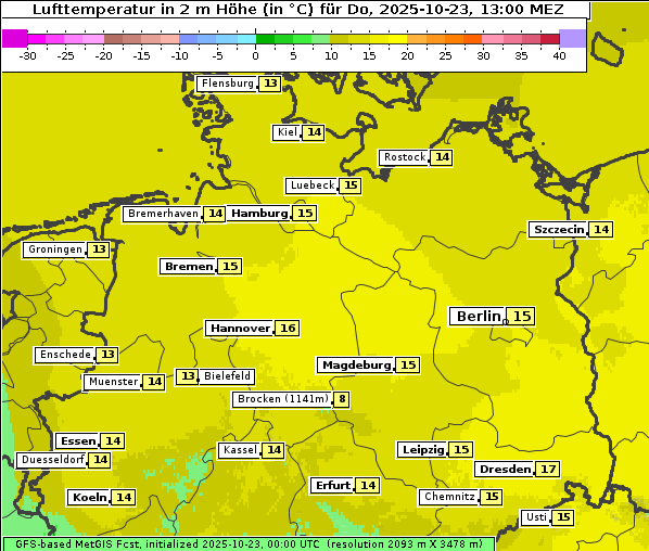 Temperatur, 23. 10. 2025