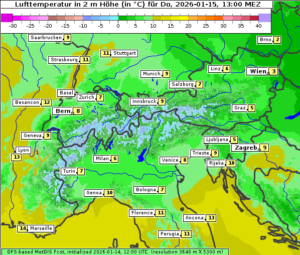 Temperatur, 15. 1. 2026