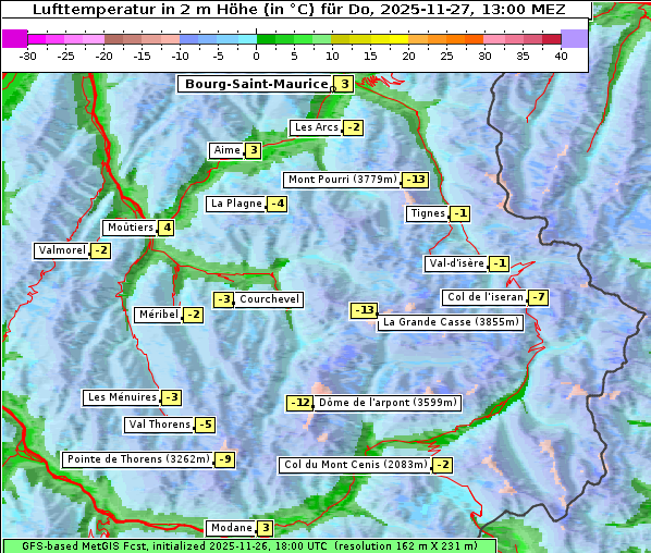 Temperatur, 27. 11. 2025