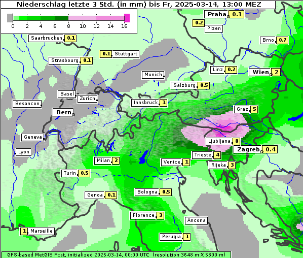 Niederschlag, 14. 3. 2025