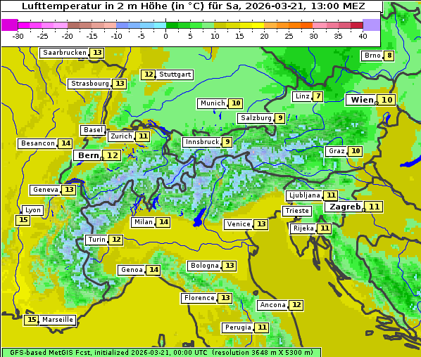 Temperatur, 21. 3. 2026