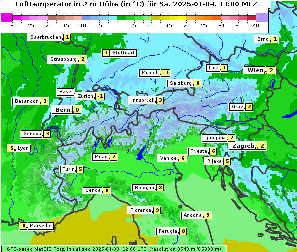 Temperatur, 4. 1. 2025