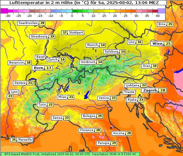 Temperatur, 2. 8. 2025