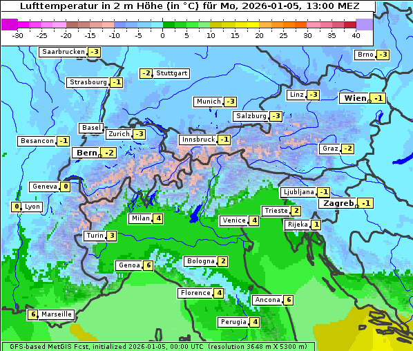 Temperatur, 5. 1. 2026