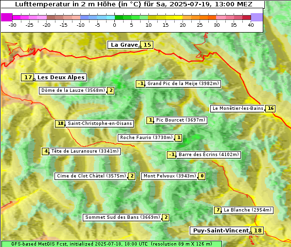 Temperatur, 19. 7. 2025