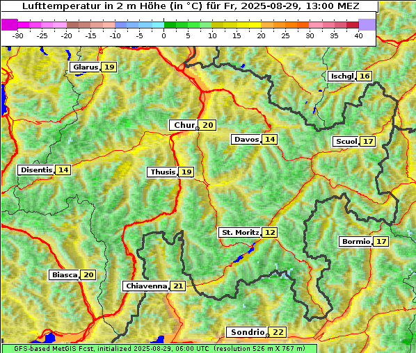 Temperatur, 29. 8. 2025