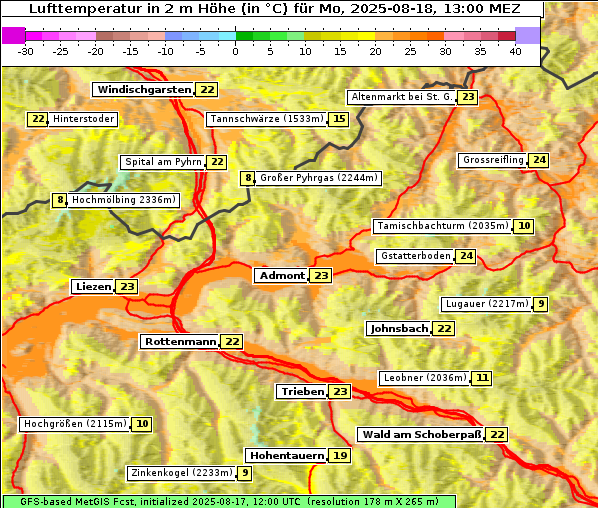 Temperatur, 18. 8. 2025