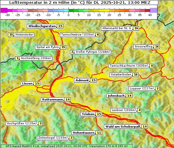 Temperatur, 21. 10. 2025