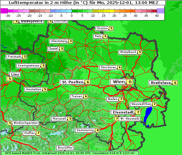 Temperatur, 1. 12. 2025