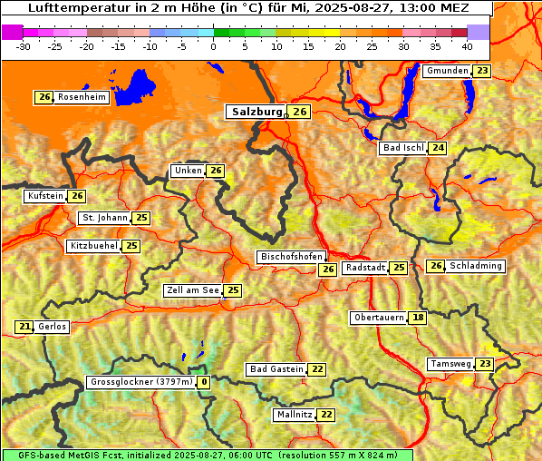 Temperatur, 27. 8. 2025