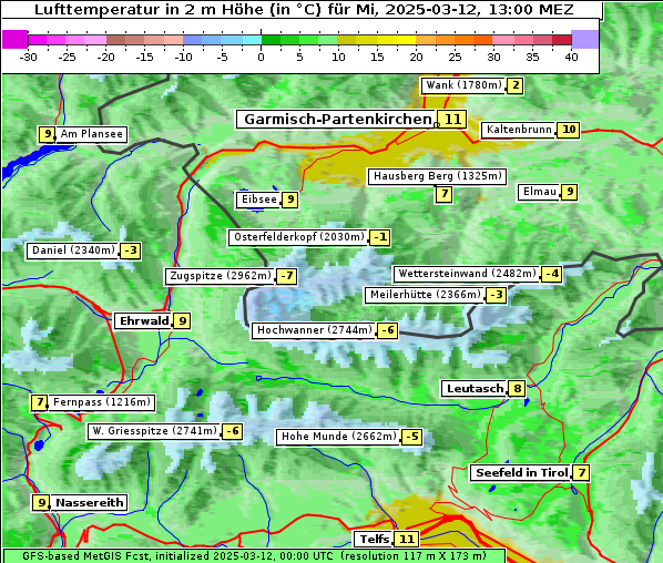 Temperatur, 12. 3. 2025