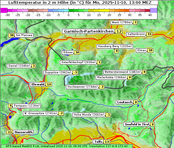 Temperatur, 10. 11. 2025
