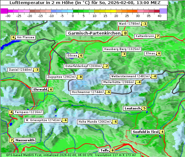 Temperatur, 8. 2. 2026