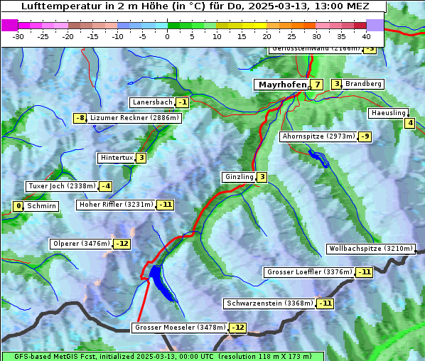 Temperatur, 13. 3. 2025