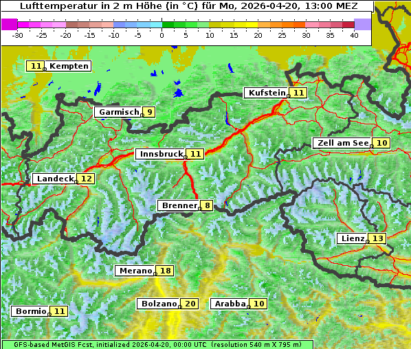 Temperatur, 20. 4. 2026