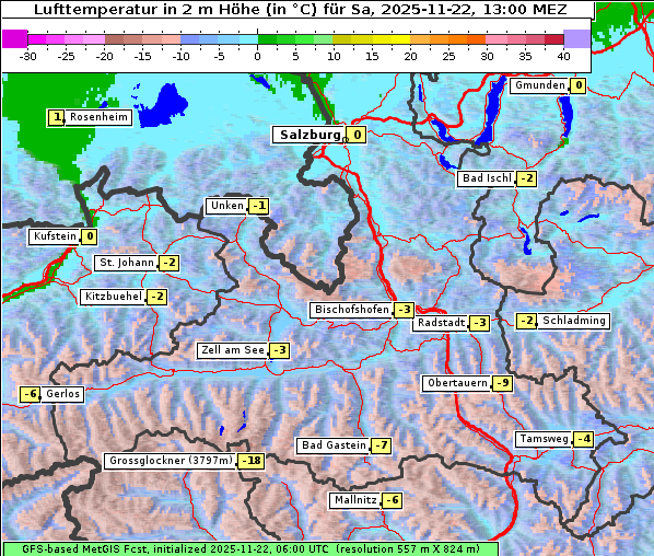 Temperatur, 22. 11. 2025