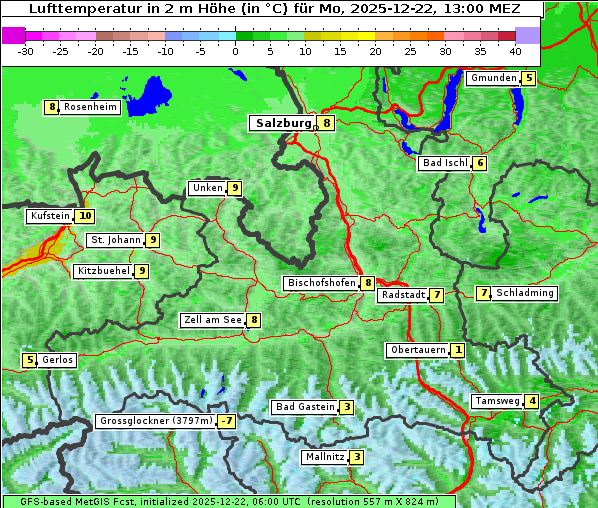 Temperatur, 22. 12. 2025
