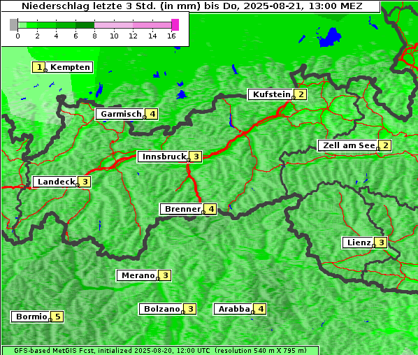Niederschlag, 21. 8. 2025