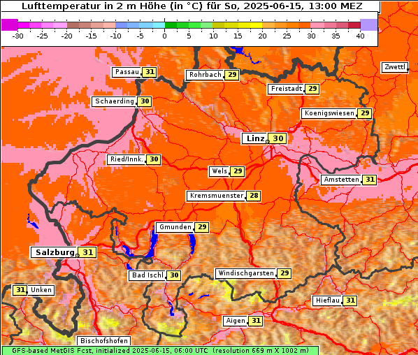 Temperatur, 15. 6. 2025