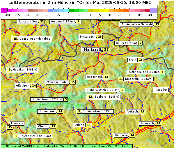 Temperatur, 16. 6. 2025