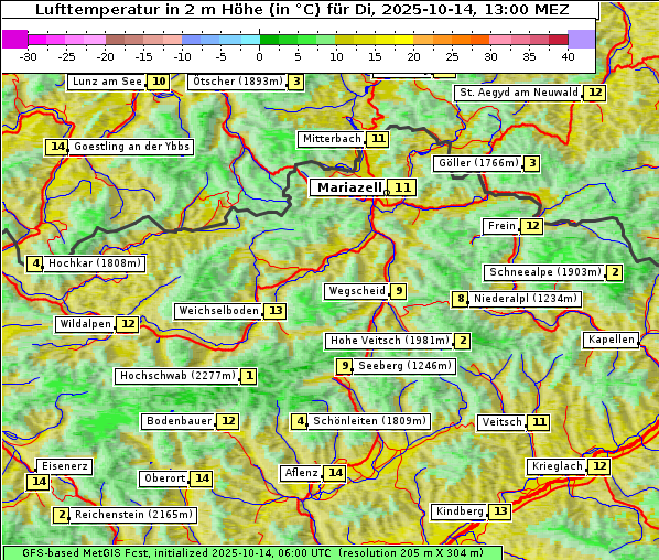 Temperatur, 14. 10. 2025