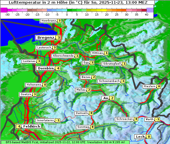 Temperatur, 23. 11. 2025