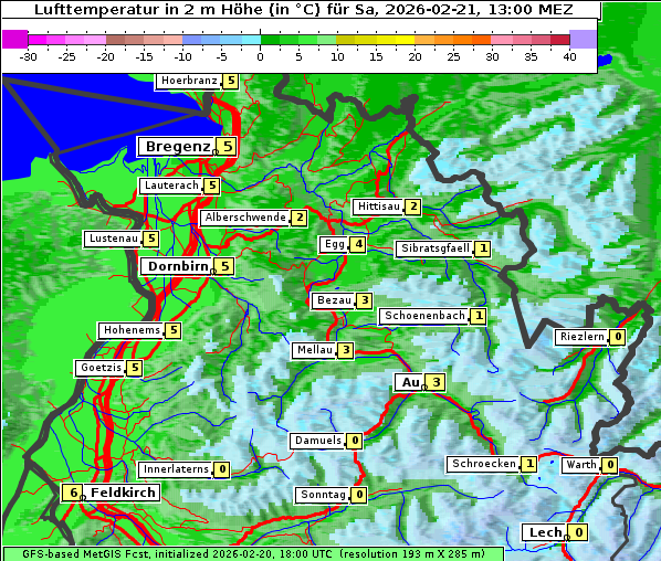 Temperatur, 21. 2. 2026
