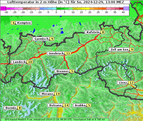 Temperatur, 29. 12. 2024