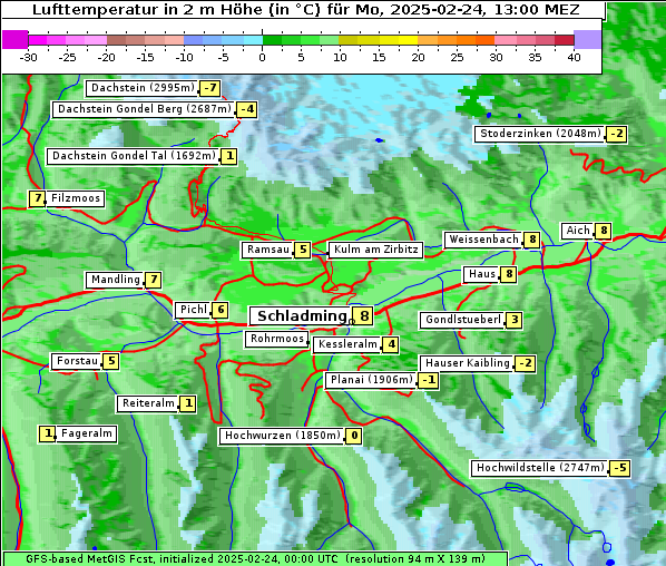 Temperatur, 24. 2. 2025