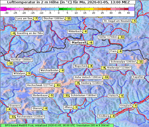 Temperatur, 5. 1. 2026