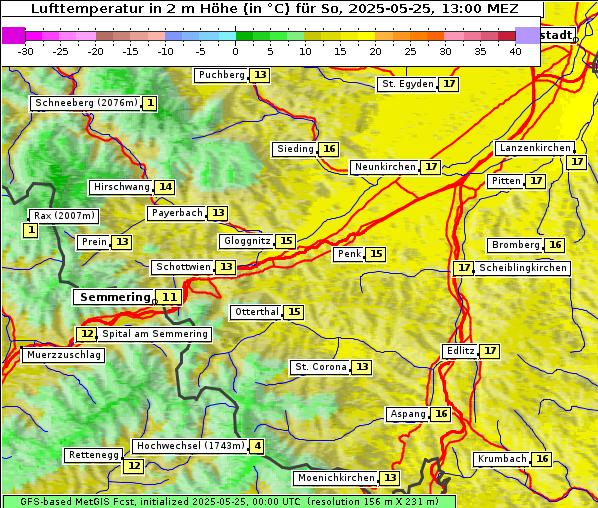 Temperatur, 25. 5. 2025