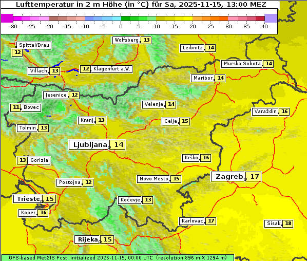 Temperatur, 15. 11. 2025