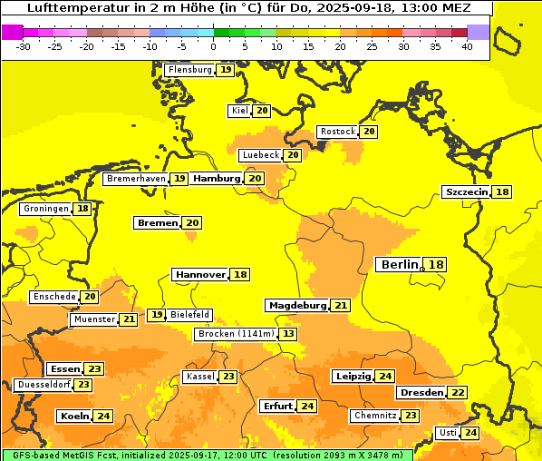 Temperatur, 18. 9. 2025