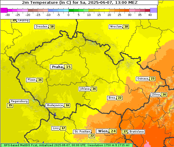 Temperatur, 7. 6. 2025